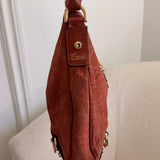Salmon Pink Suede Gucci Abbey D-Ring Medium Hobo Shoulder Bag