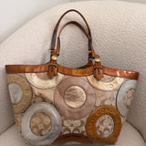 Coach Gold Op Art Patchwork Tote Bag