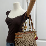 Tan Coach Signature Tote Bag