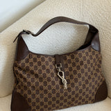 Brown Gucci Canvas Jackie Shoulder Bag