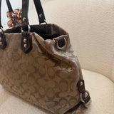 Coach Brown Signature Turnlock Ergo Flap Bag