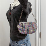 Rare Coach Multicolor Tweed Lurex Clipped Shoulder Bag