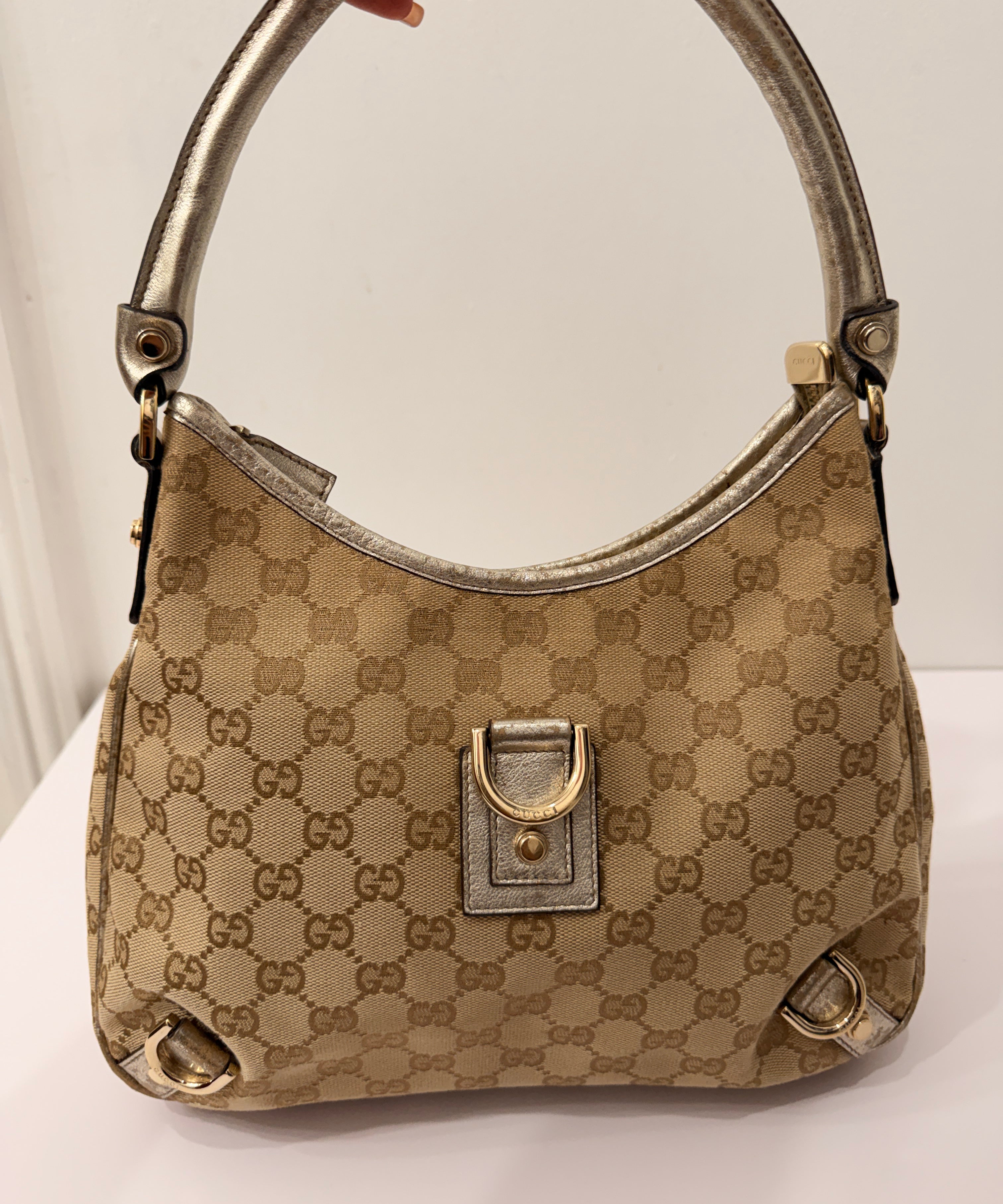 Gold Gucci Abbey D-Ring Medium Hobo Shoulder Bag
