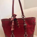 Red Coach Signature Tote Bag