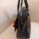 Coach Poppy Black Leather Pushlock Satchel Bag