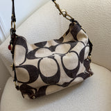 Rare Coach Chocolate Cotton Large Carly Bag