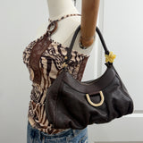 Brown Leather Gucci Mini D-Ring Shoulder Bag