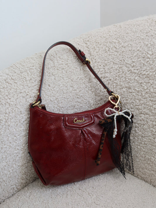 Burgundy Coach Patent Mini Bag