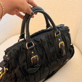 Black Prada Nylon Ruffle Bag
