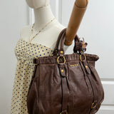 Miu Miu Brown Vitello XL Leather Bag