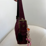 Rare Coach Suede Plum East West Baguette