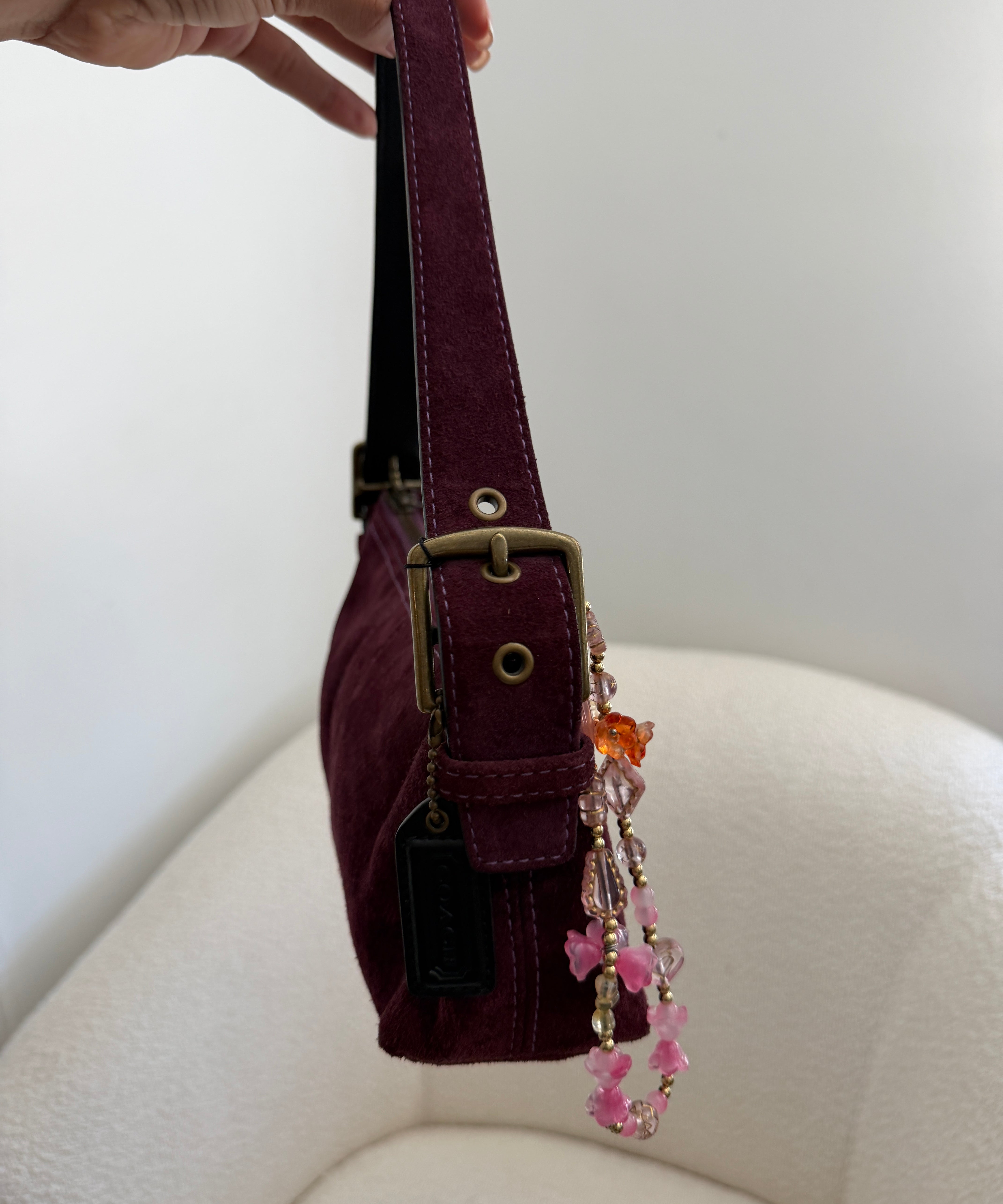Rare Coach Suede Plum East West Baguette