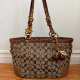 Tan Coach Signature Tote Bag