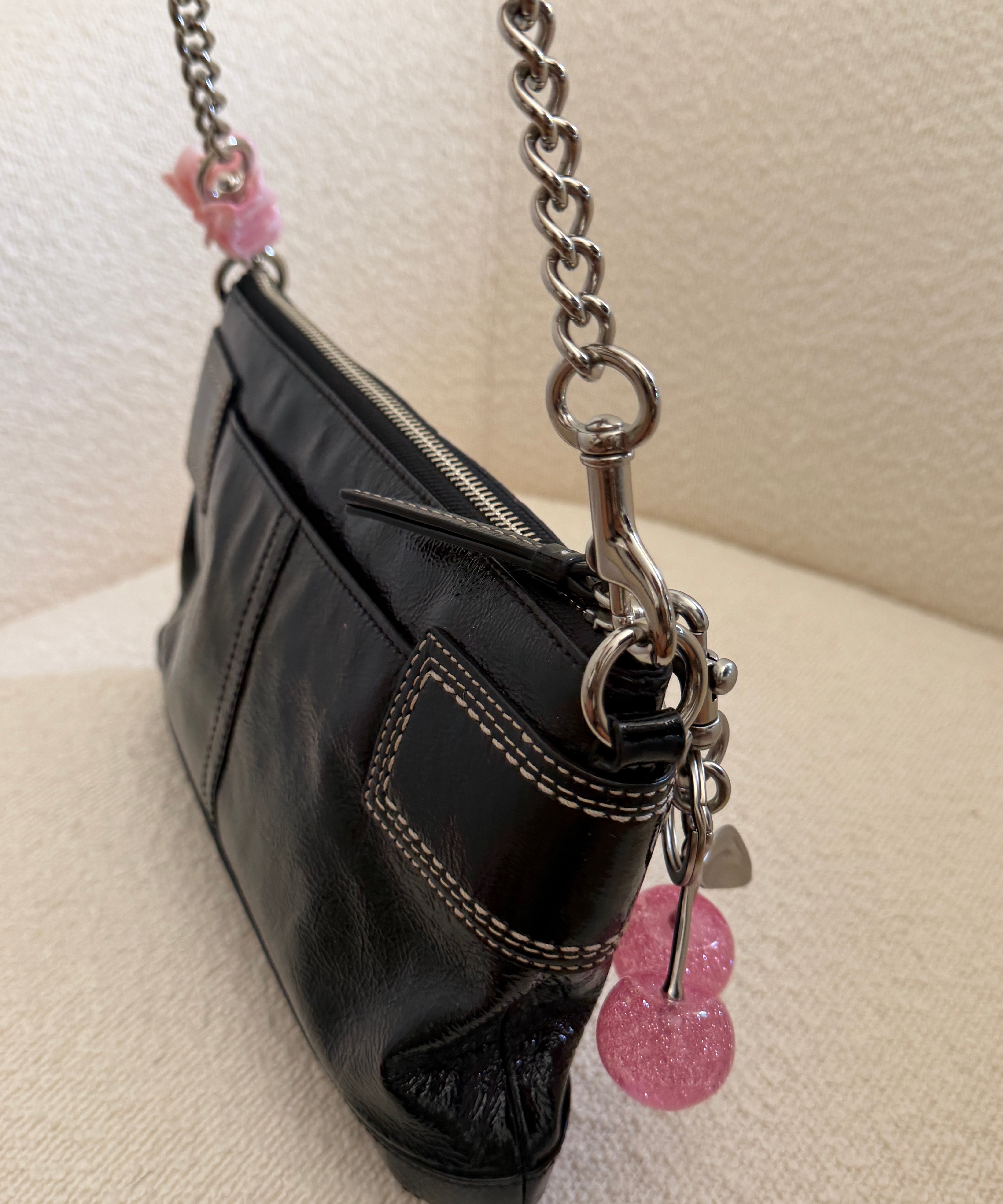 Coach Patent Black East West Shoulder Bag