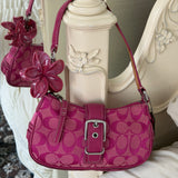 Coach Hot Pink Canvas Demi Hamptons Buckle Bag
