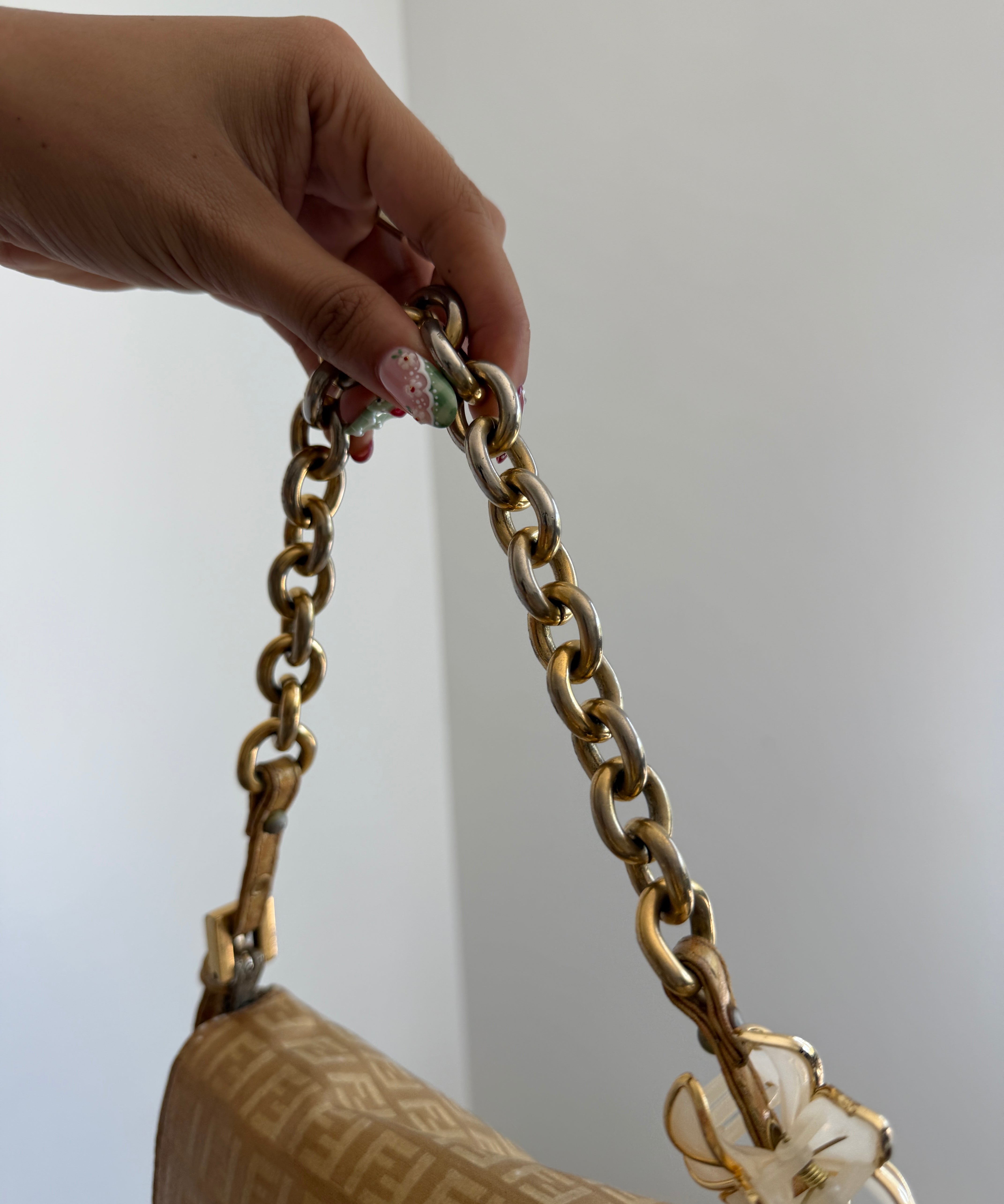 Fendi FF Gold Mini Mamma Baguette Shoulder Bag