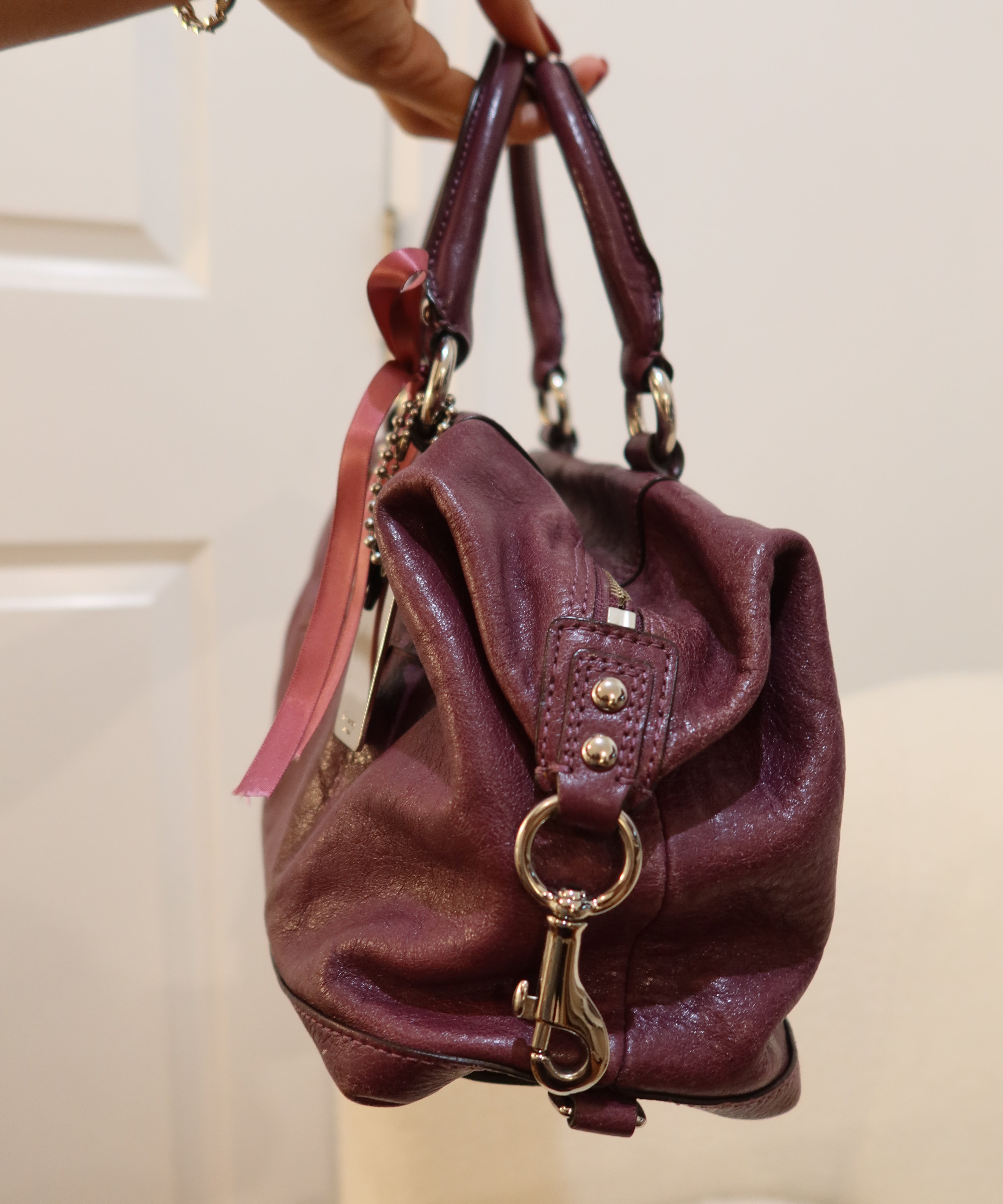 Plum Leather Coach Sabrina Madison Bag