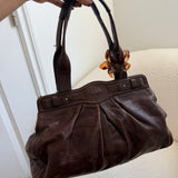 Brown Leather Coach Garnett Turnlock Bag