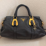 Black Leather Prada Shoulder Bag