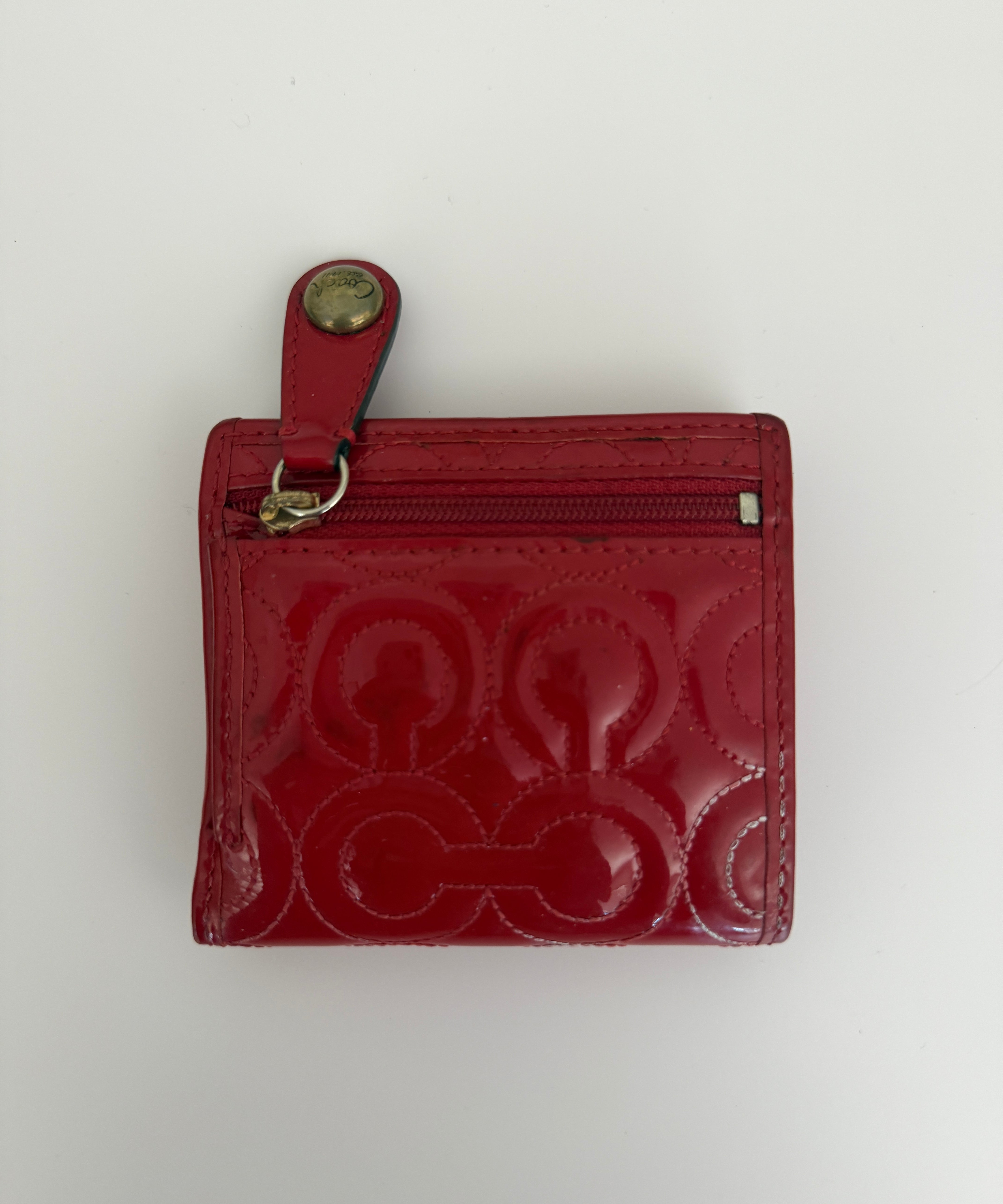 Coach Red Patent Leather Op Art Wallet