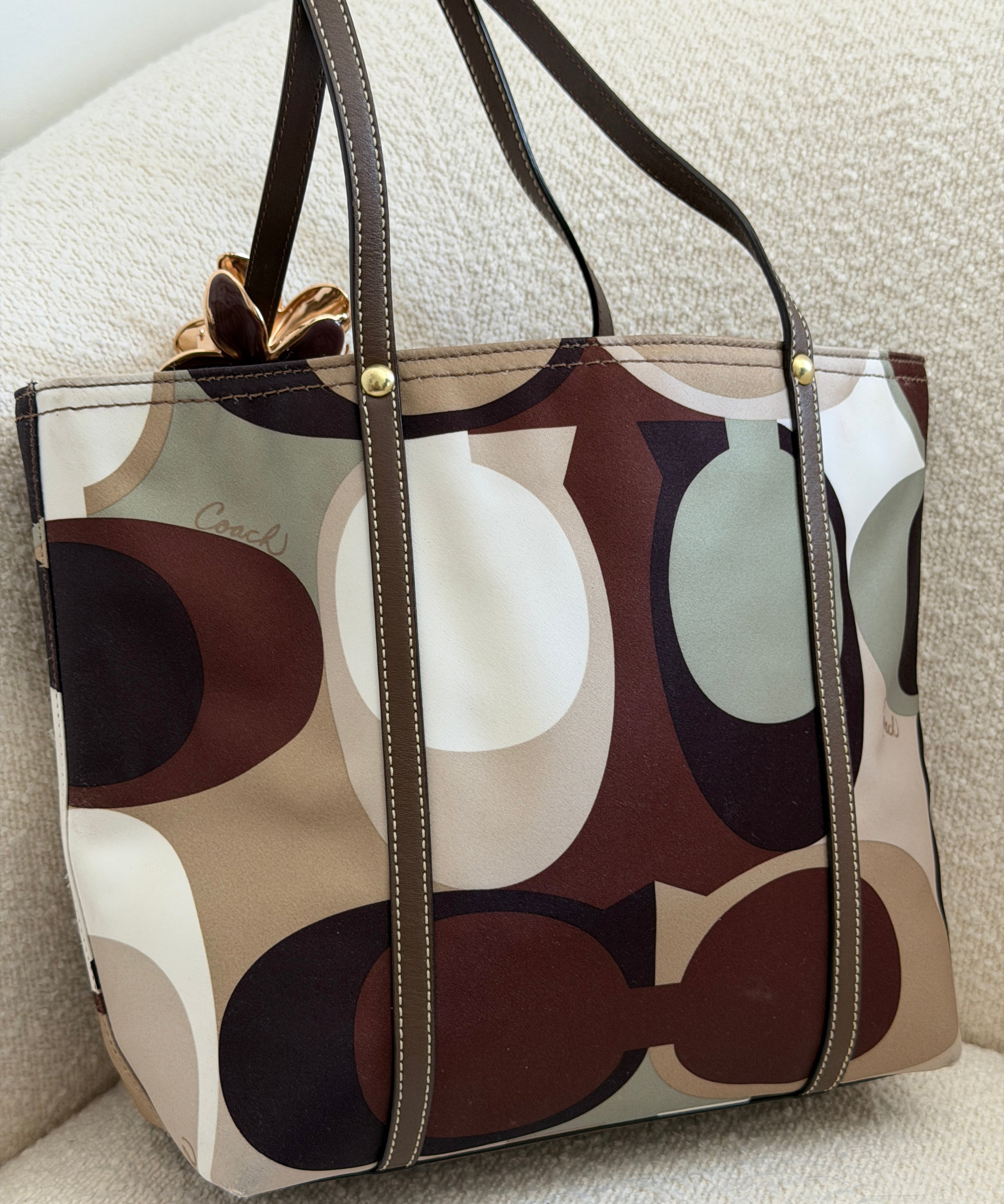 Coach Multicolor Scarf Print Tote Bag