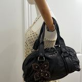 Archive Miu Miu Black Studded Flower Shoulder Bag