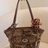 Coach Brown Carriage Signature Mini Leah Tote Bag