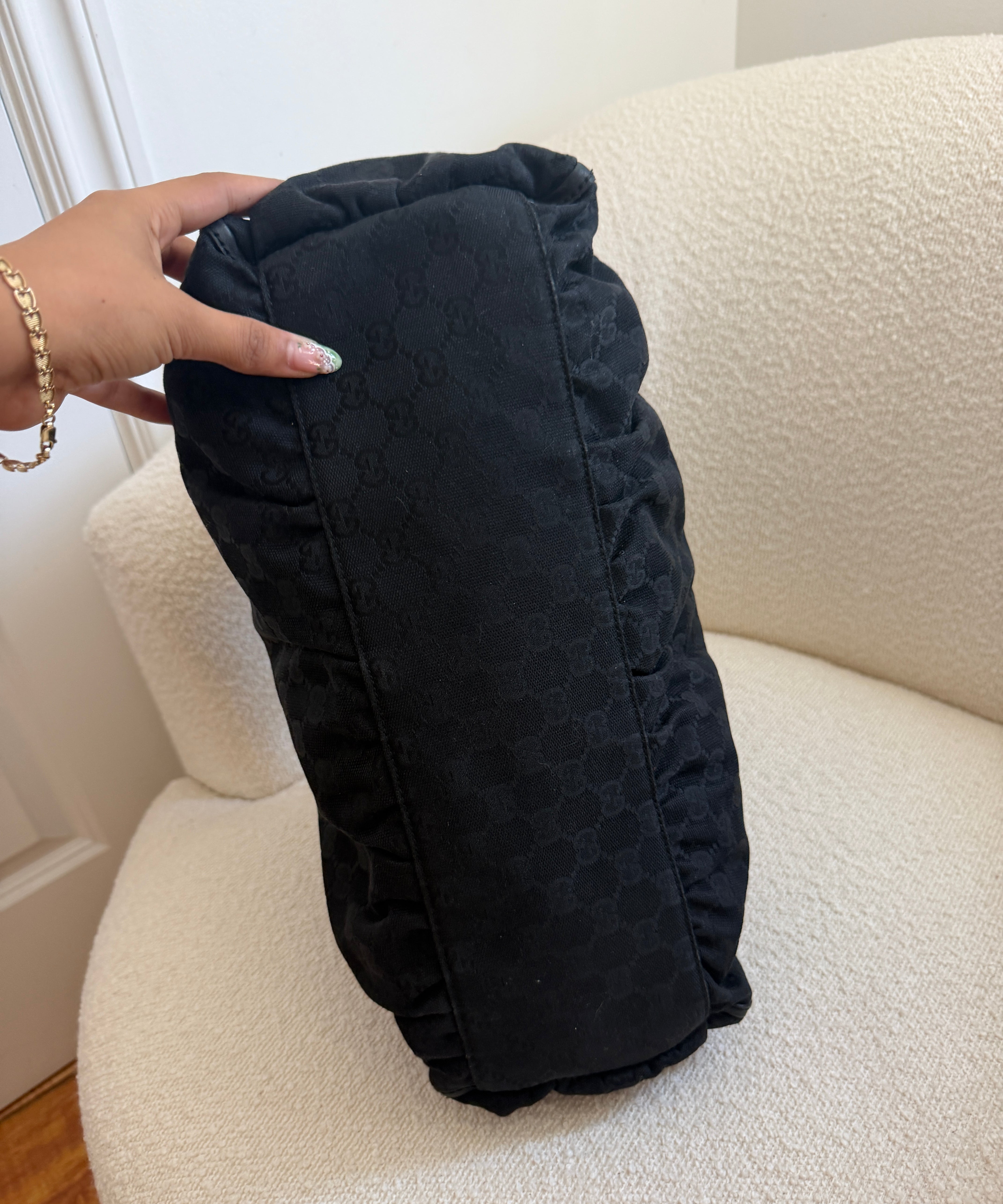 Black Gucci D-Ring Abbey Large Shoulder Bag