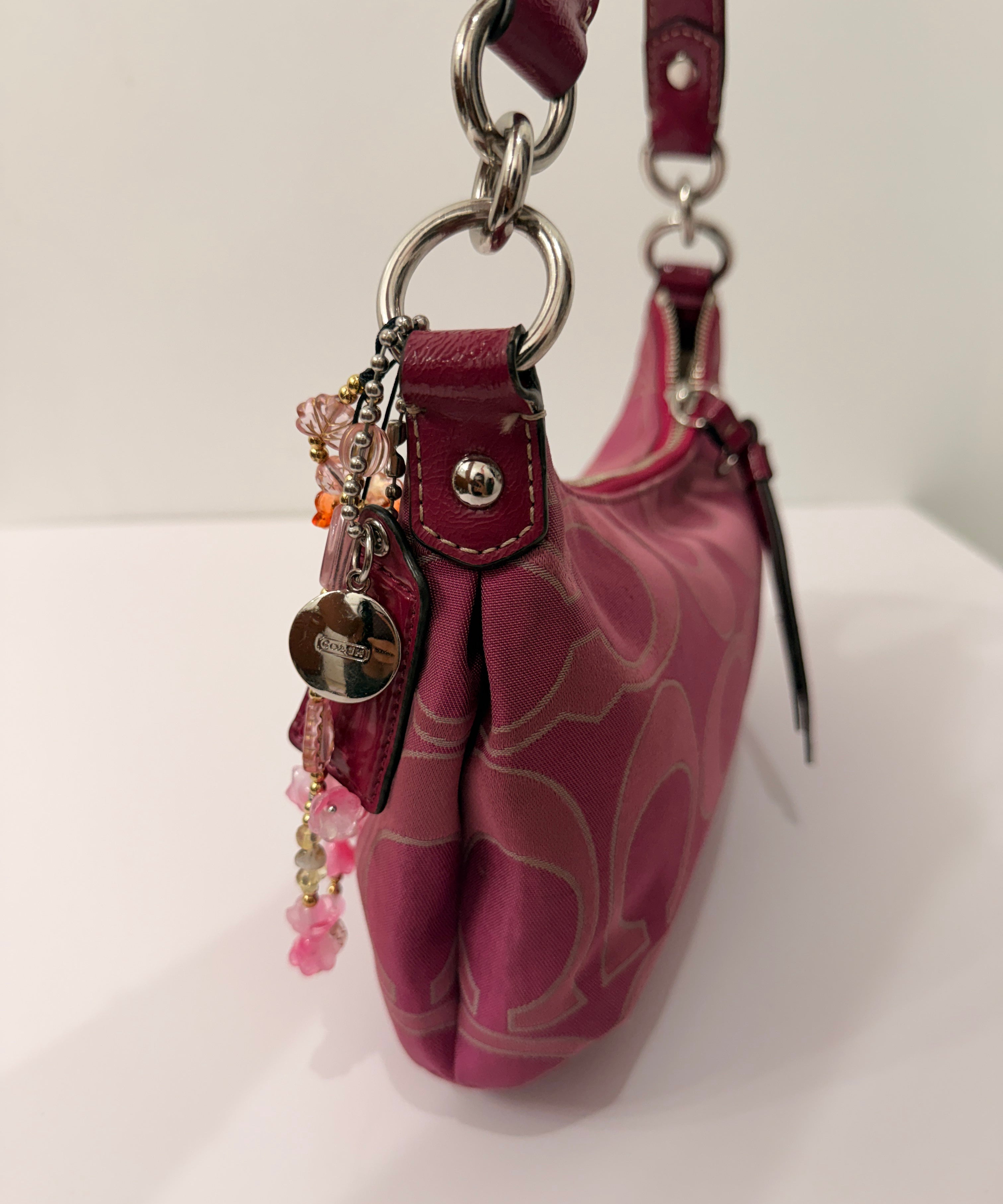Coach Pink Stripe Mini Signature Shoulder Bag