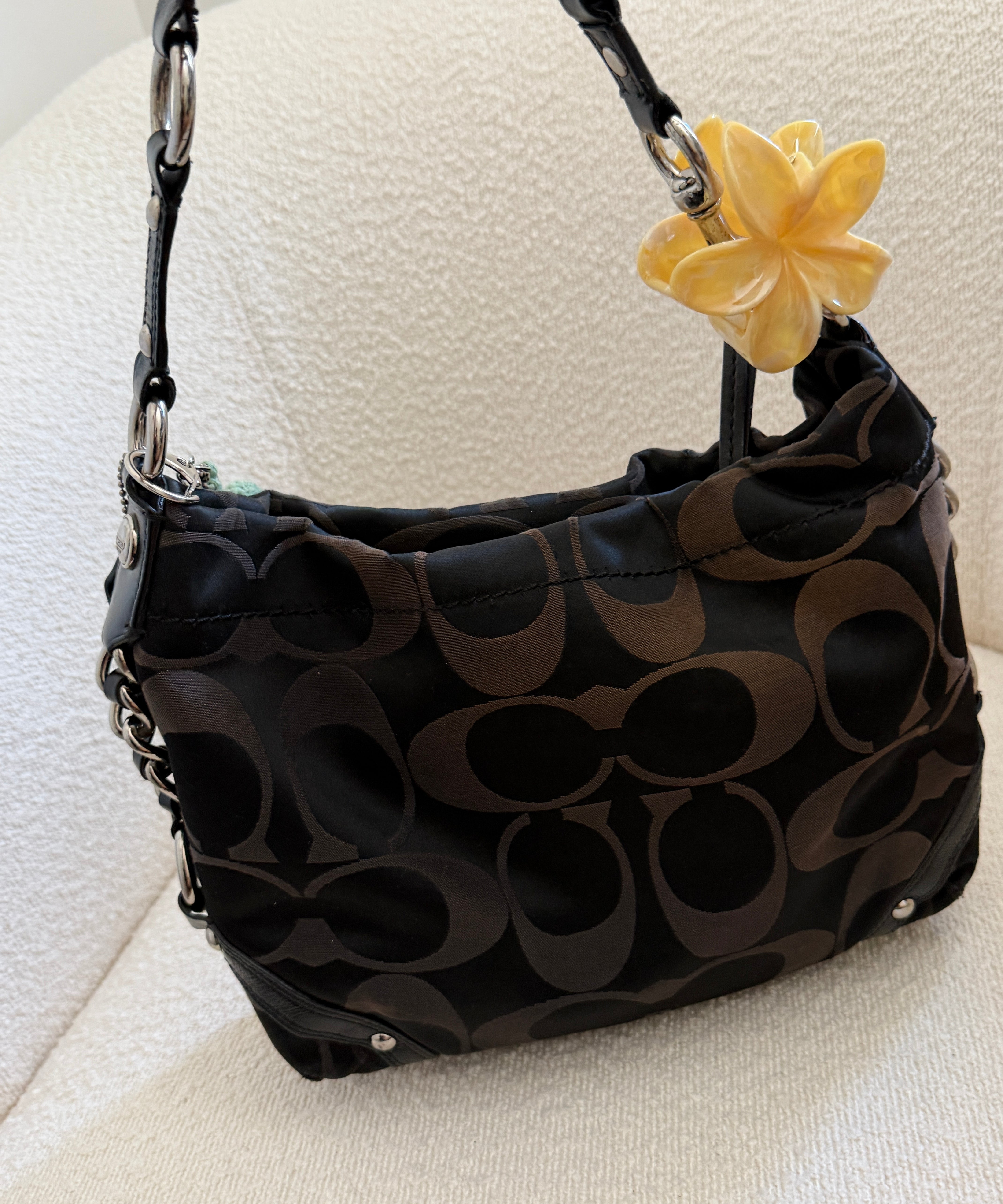 Coach Black Signature Medium Carly Bag