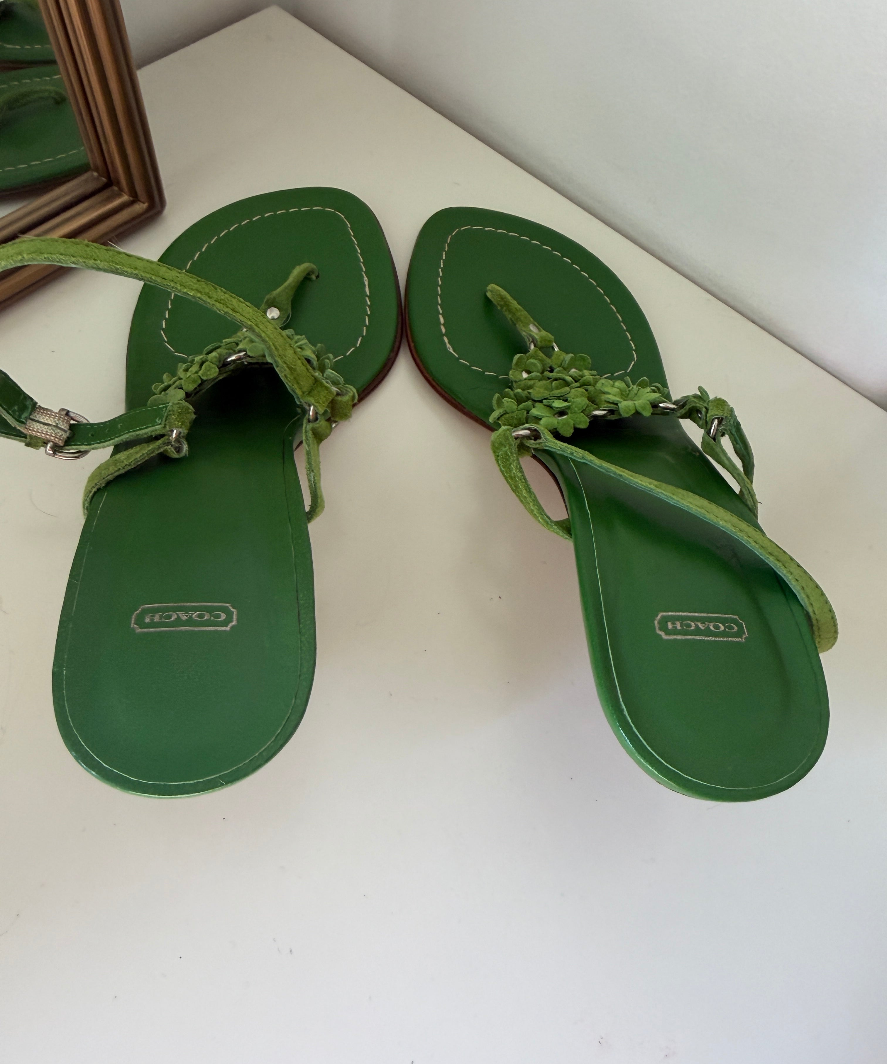 Coach Green Floral Kitten Heels (7.5)