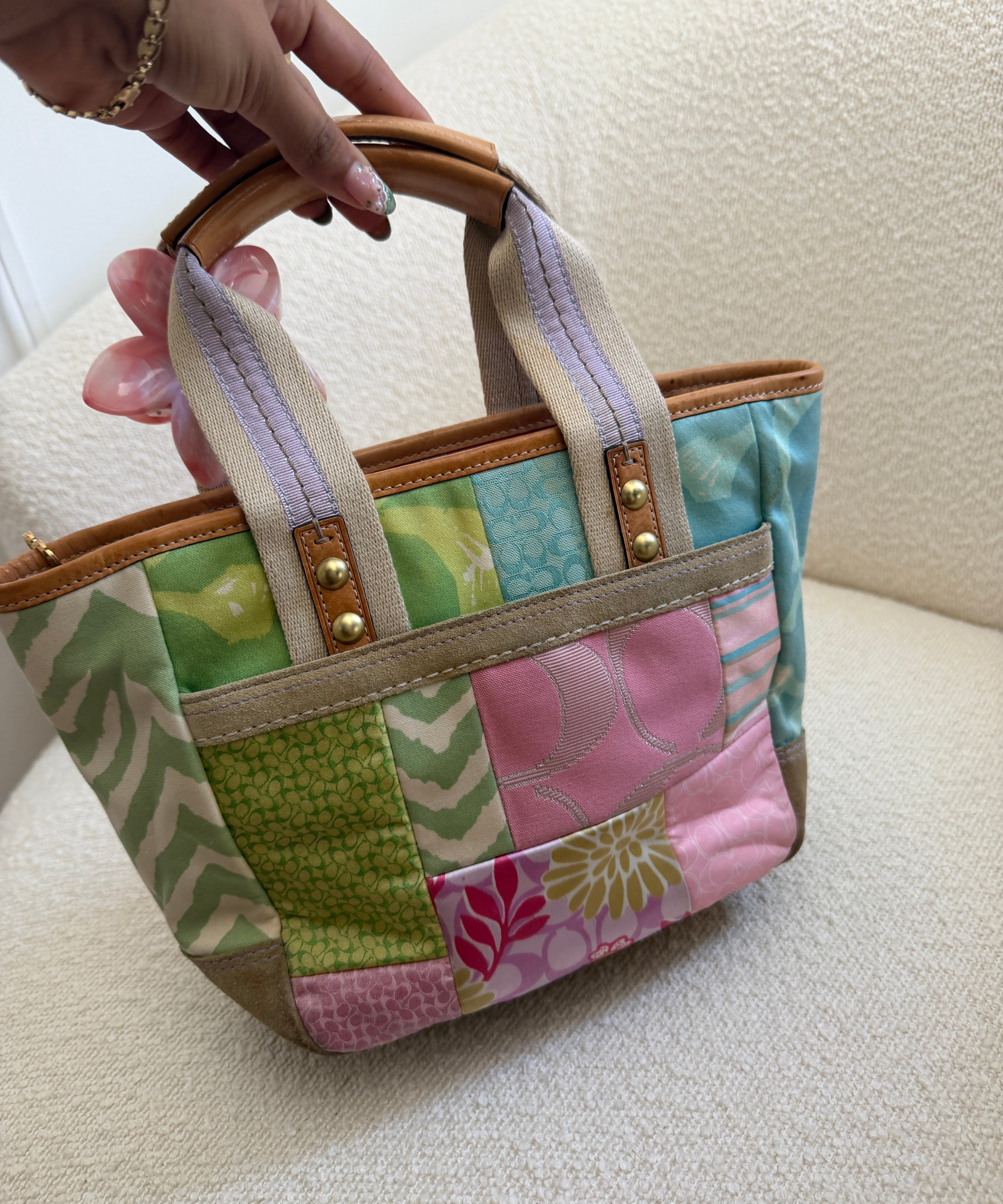 Rare Coach Multicolor Patchwork Spring Hand Bag