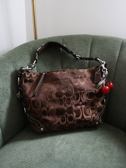 Coach Brown Monogram Carly Shoulder Bag