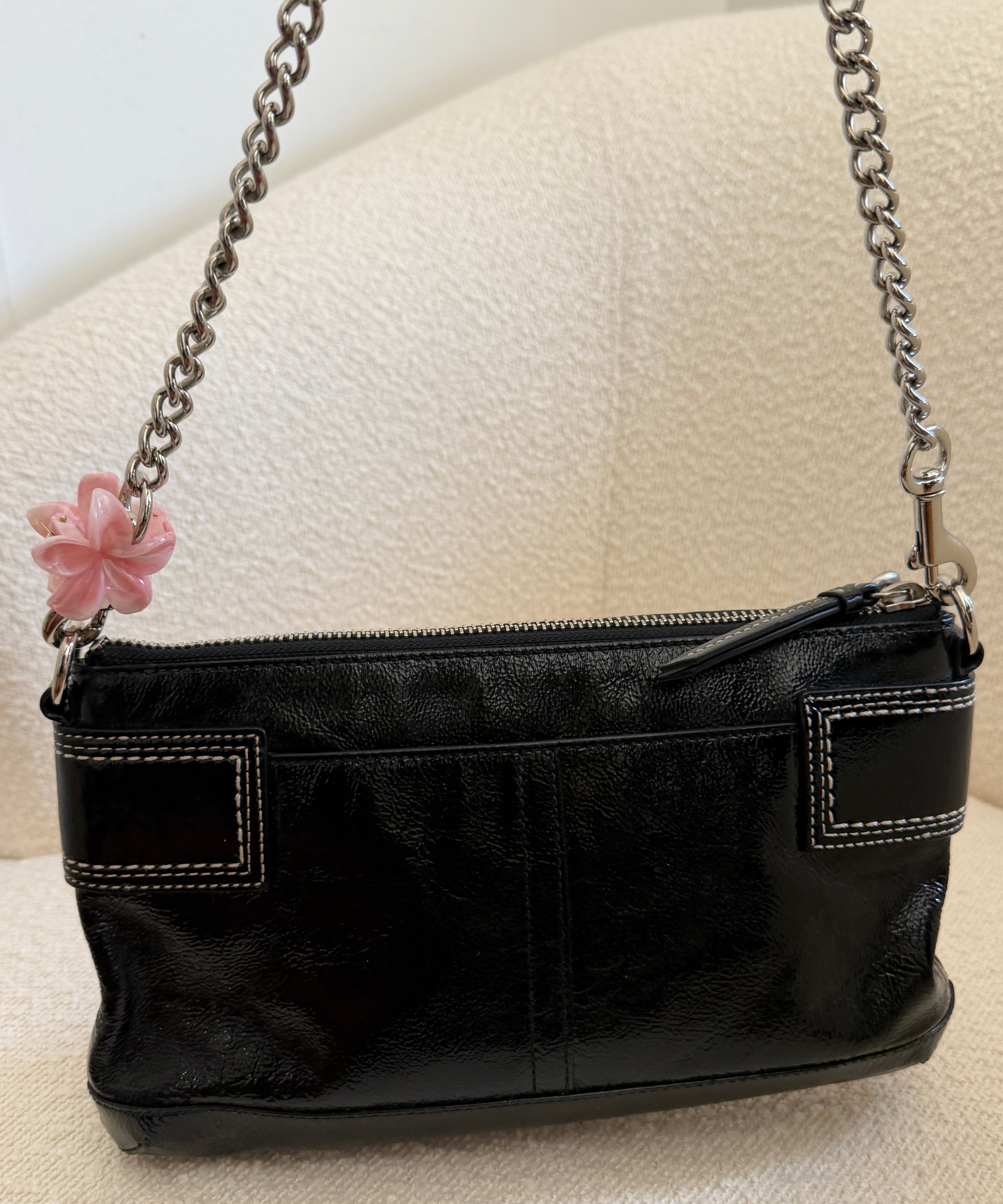 Coach Patent Black East West Shoulder Bag