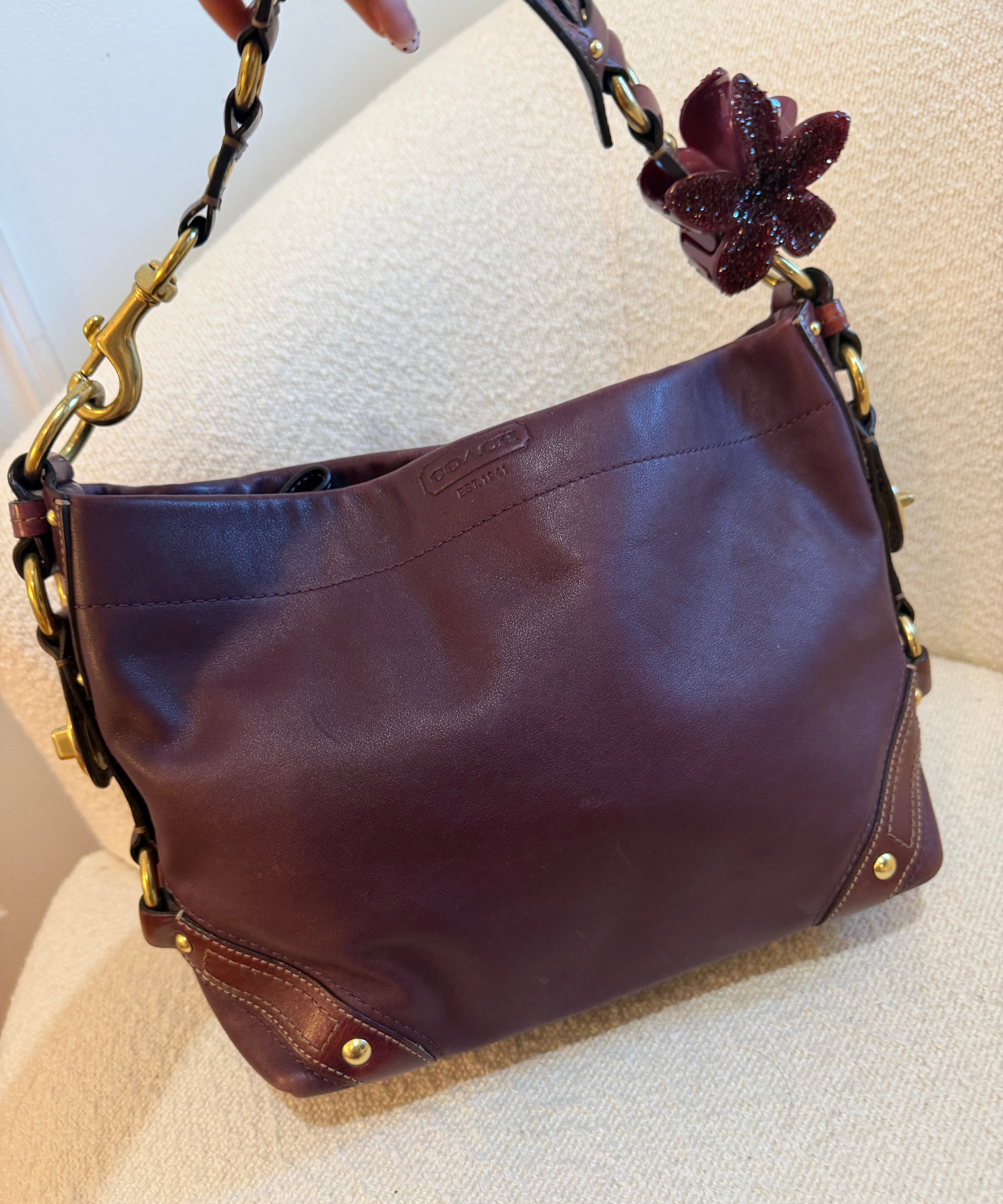 Coach Purple Leather Medium Carly Bag