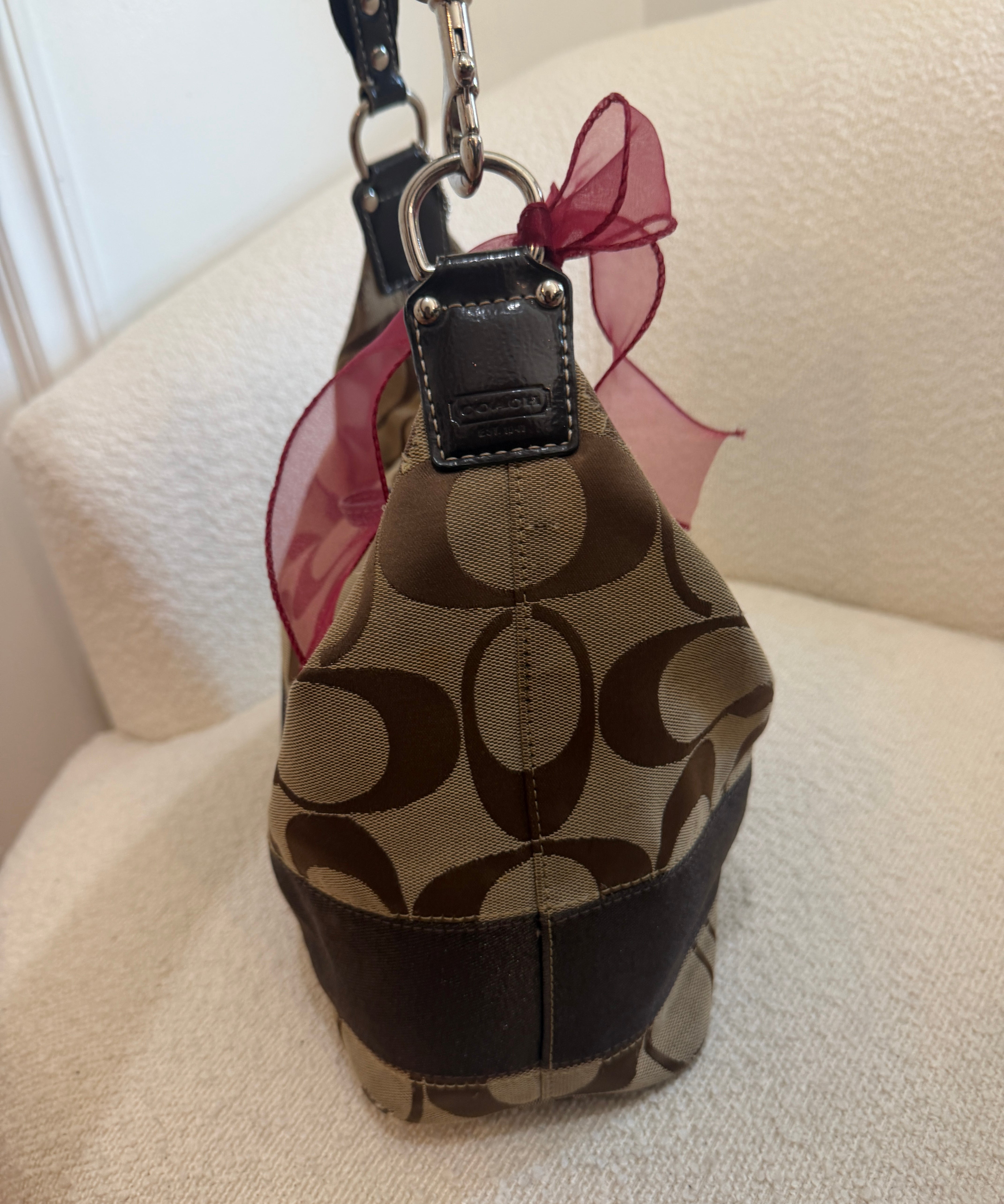 Coach Brown Stripe Signature Shoulder Bag