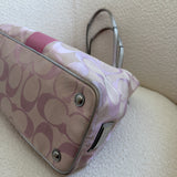 Coach Pink Stripe Kisslock Tote