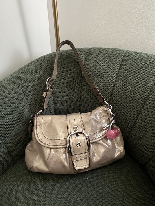 Rare Coach Silver Shimmer Signature Soho Sufflette Bag