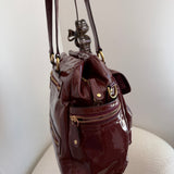Coach Burgundy Peyton Patent Leather Turnlock Legacy Bag