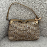 Gold Optic Turnlock Coach Signature Mini Bag