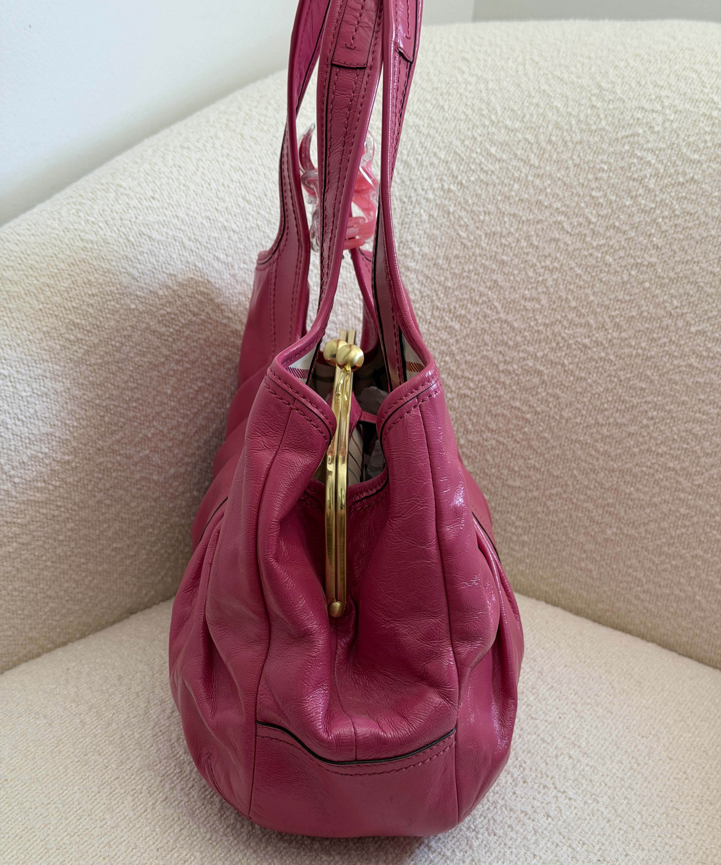 Coach Pink Canvas Ergo Kisslock Bag