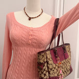 Coach Purple Suede Trim Signature Gallery Tote Bag