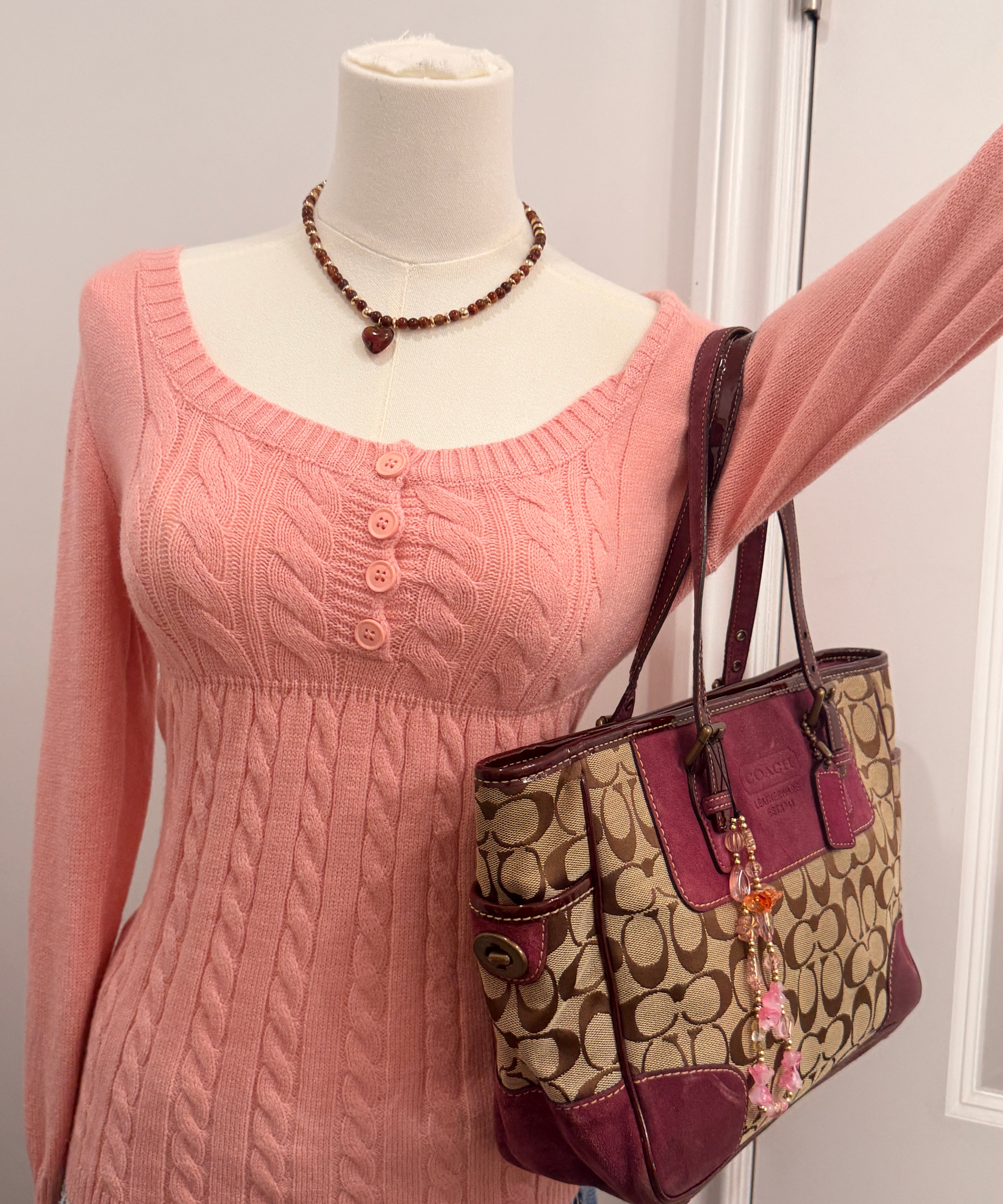 Coach Purple Suede Trim Signature Gallery Tote Bag