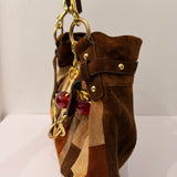 Coach Suede Patchwork Pleated Hobo Bag