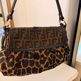 Fendi Zucca / Leopard Chef Shoulder Bag