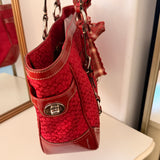 Red Coach Signature Tote Bag