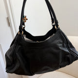 Black Leather Gucci D-Ring Large Shoulder Bag