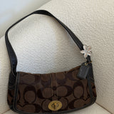 Coach Brown Signature Turnlock Ergo Flap Bag