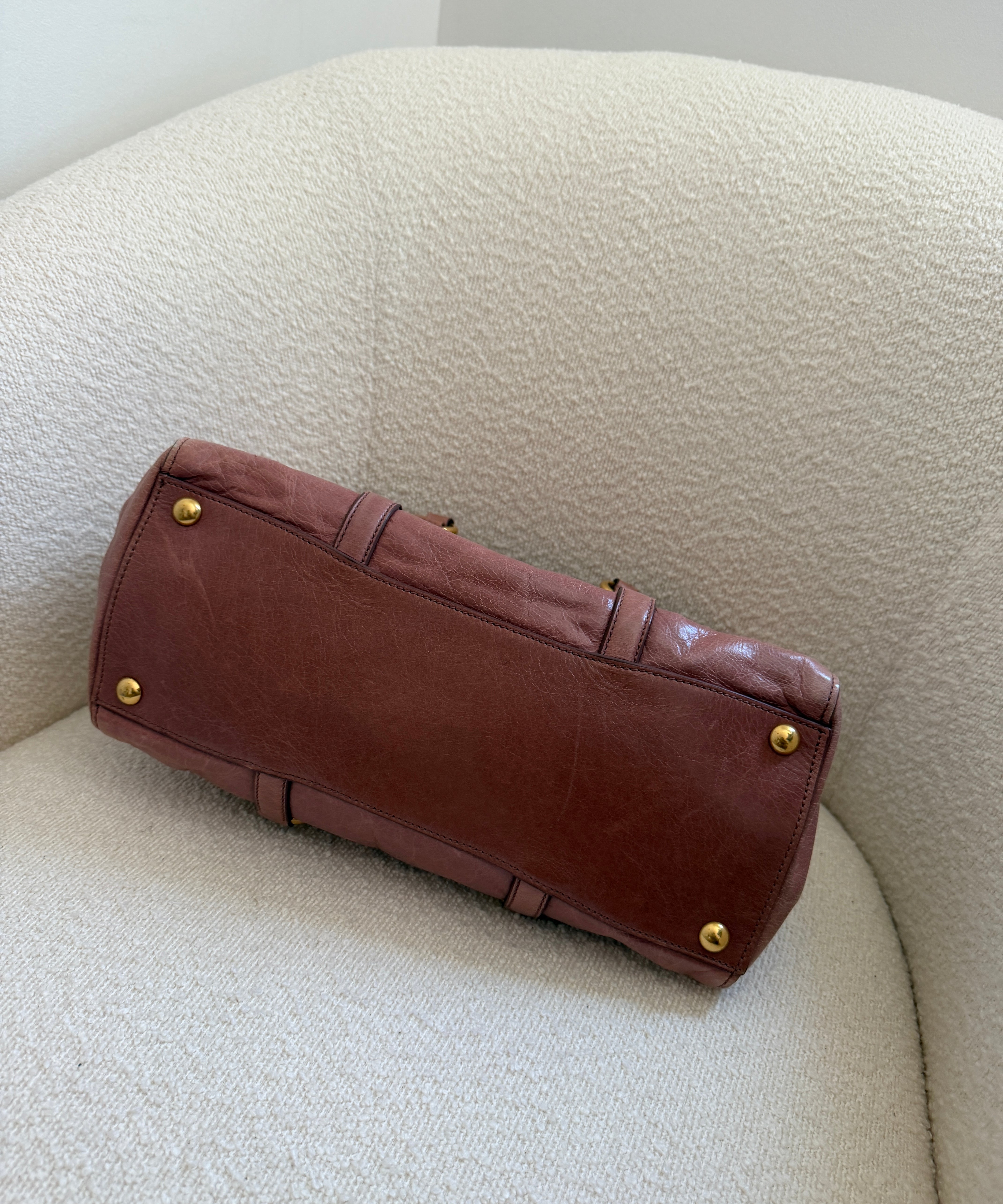 Miu Miu Mauve Pink Vitello Shine Leather Tote Bag