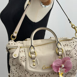White Coach Floral Print Ashley Bag